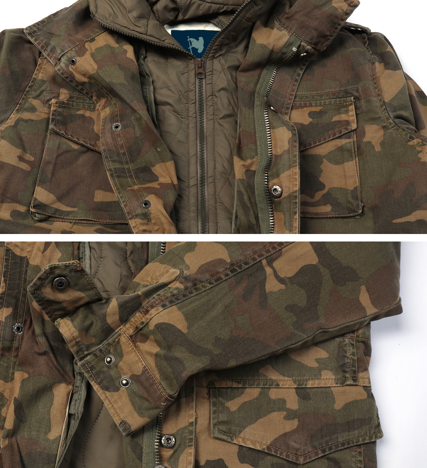 Men's Classic Field Jacket with Removable Quilted Liner & Hood - Vintage Style Outerwear 100% Cotton