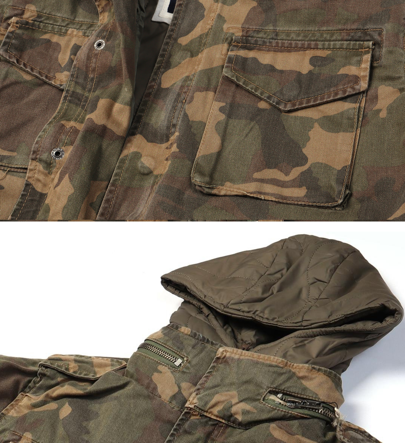 Men's Classic Field Jacket with Removable Quilted Liner & Hood - Vintage Style Outerwear 100% Cotton