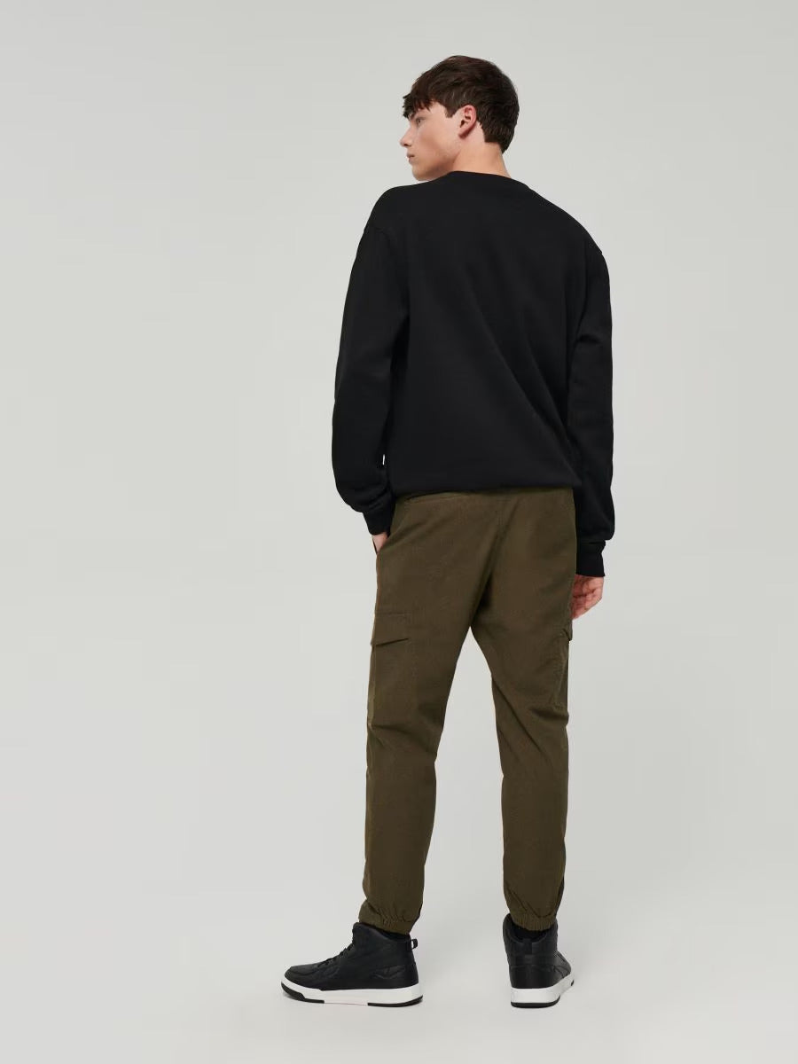 Slim-Fit Khaki Cargo Joggers with Zipped Pocket