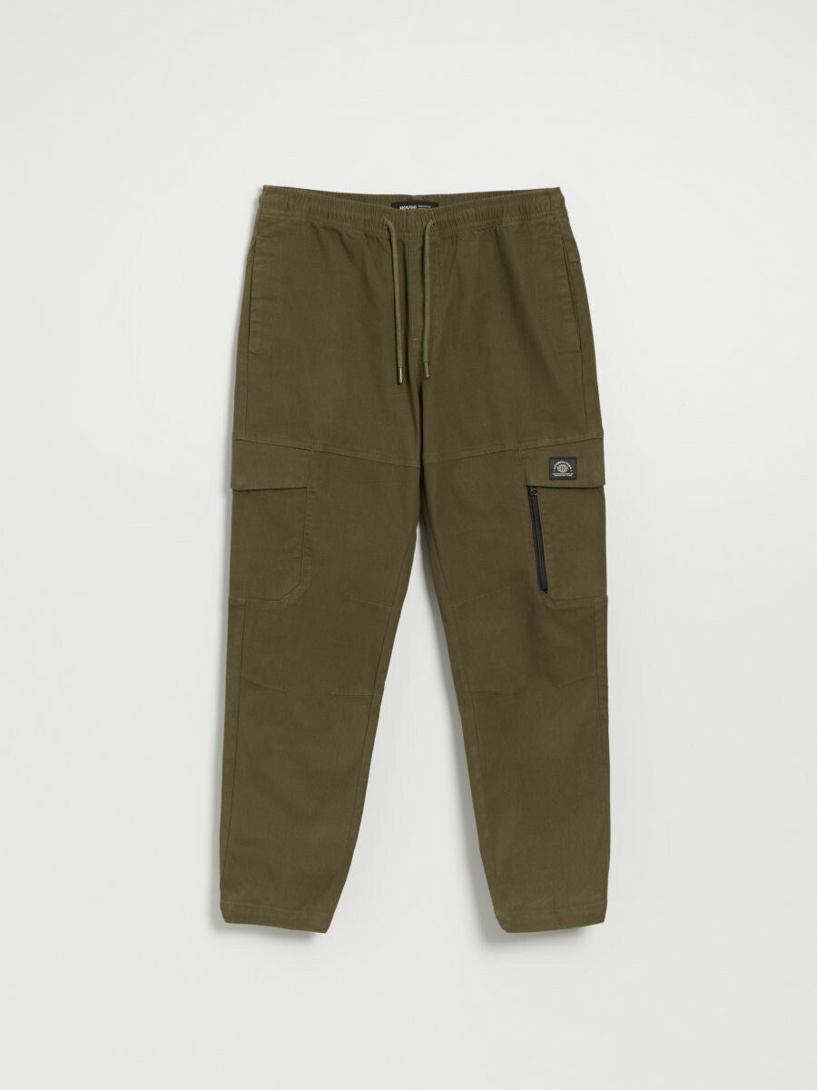 Slim-Fit Khaki Cargo Joggers with Zipped Pocket
