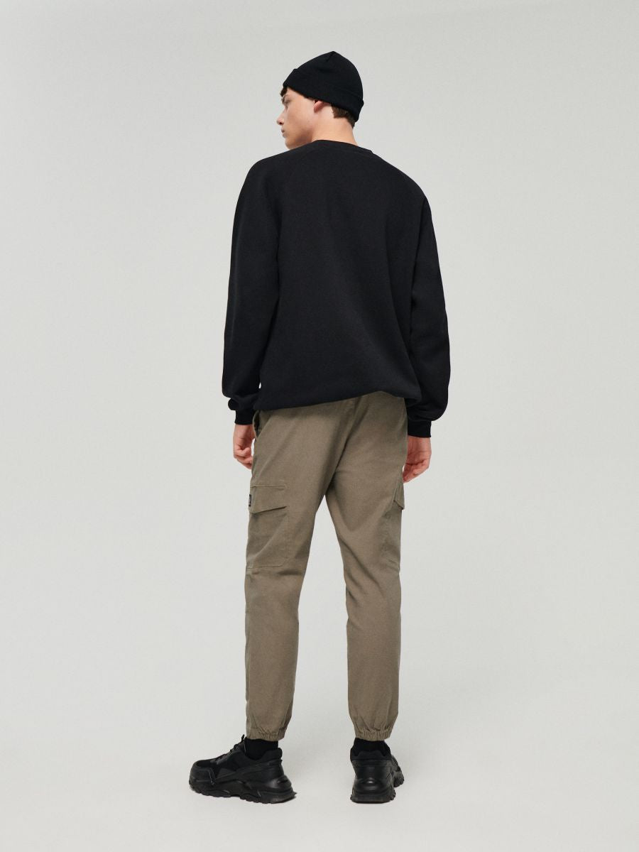 Slim-Fit Khaki Cargo Joggers with Zipped Pocket