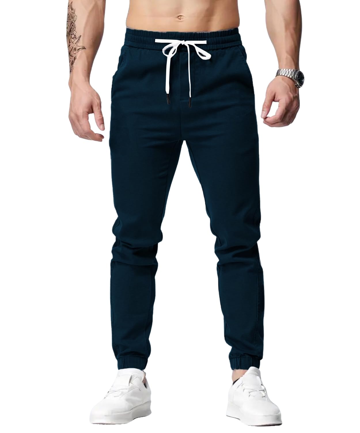 Chino Jogger Trouser, Cotton Chinos Men's Casual Jogging Trouser, Joggers Bottoms with Drawstring