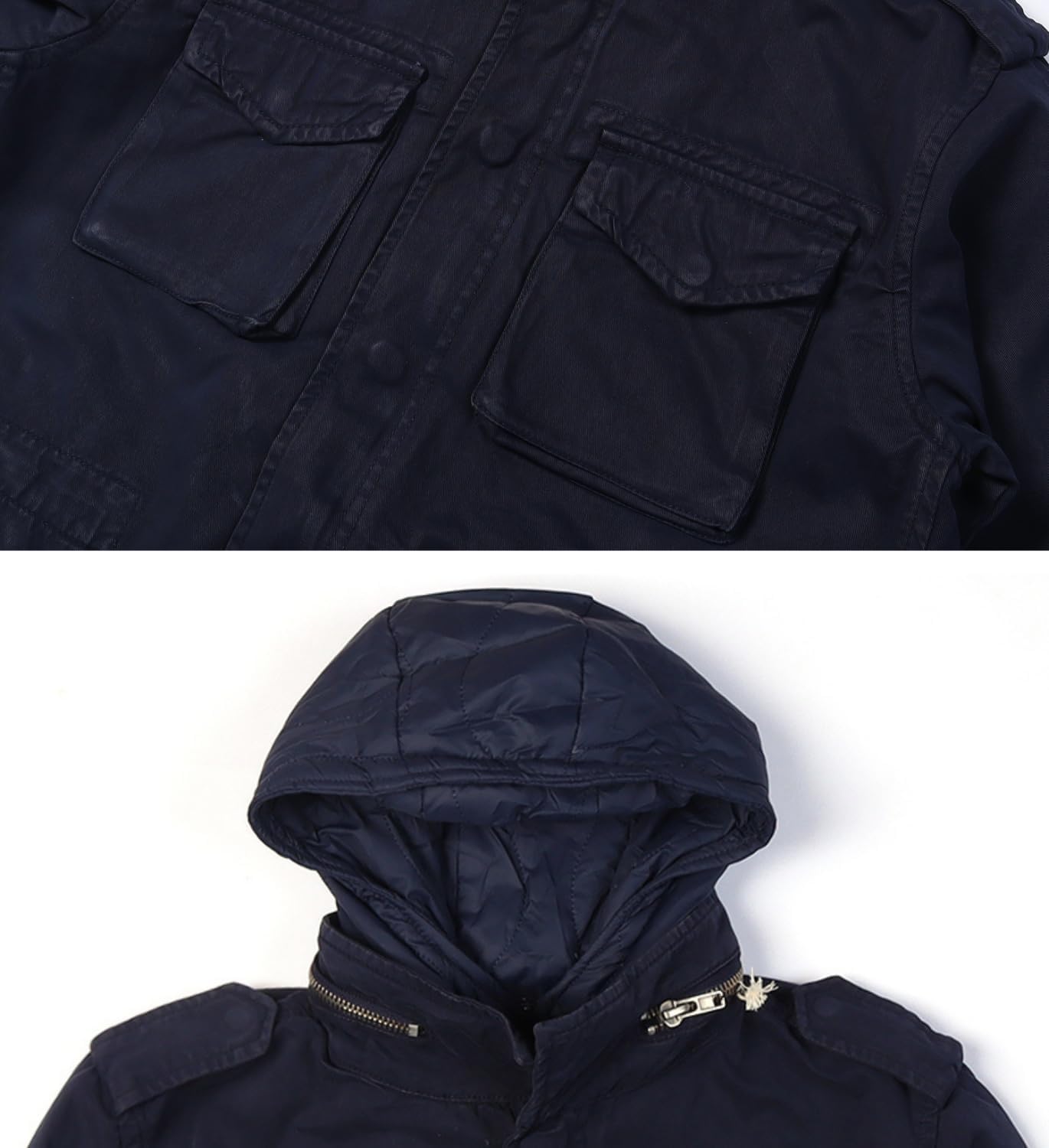Men's Classic Field Jacket with Removable Quilted Liner & Hood - Vintage Style Outerwear 100% Cotton