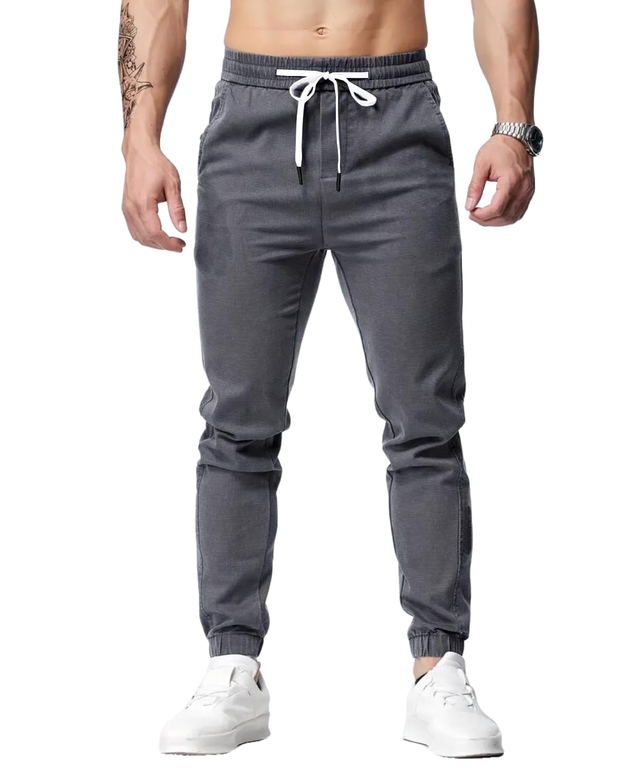 Chino Jogger Trouser, Cotton Chinos Men's Casual Jogging Trouser, Joggers Bottoms with Drawstring