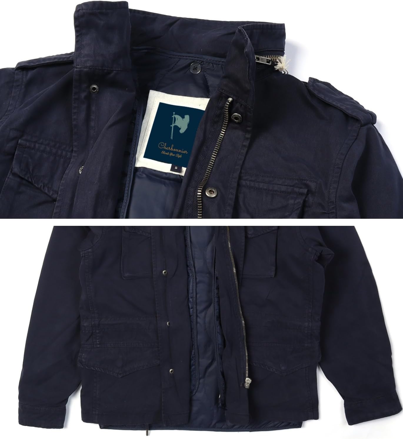 Men's Classic Field Jacket with Removable Quilted Liner & Hood - Vintage Style Outerwear 100% Cotton