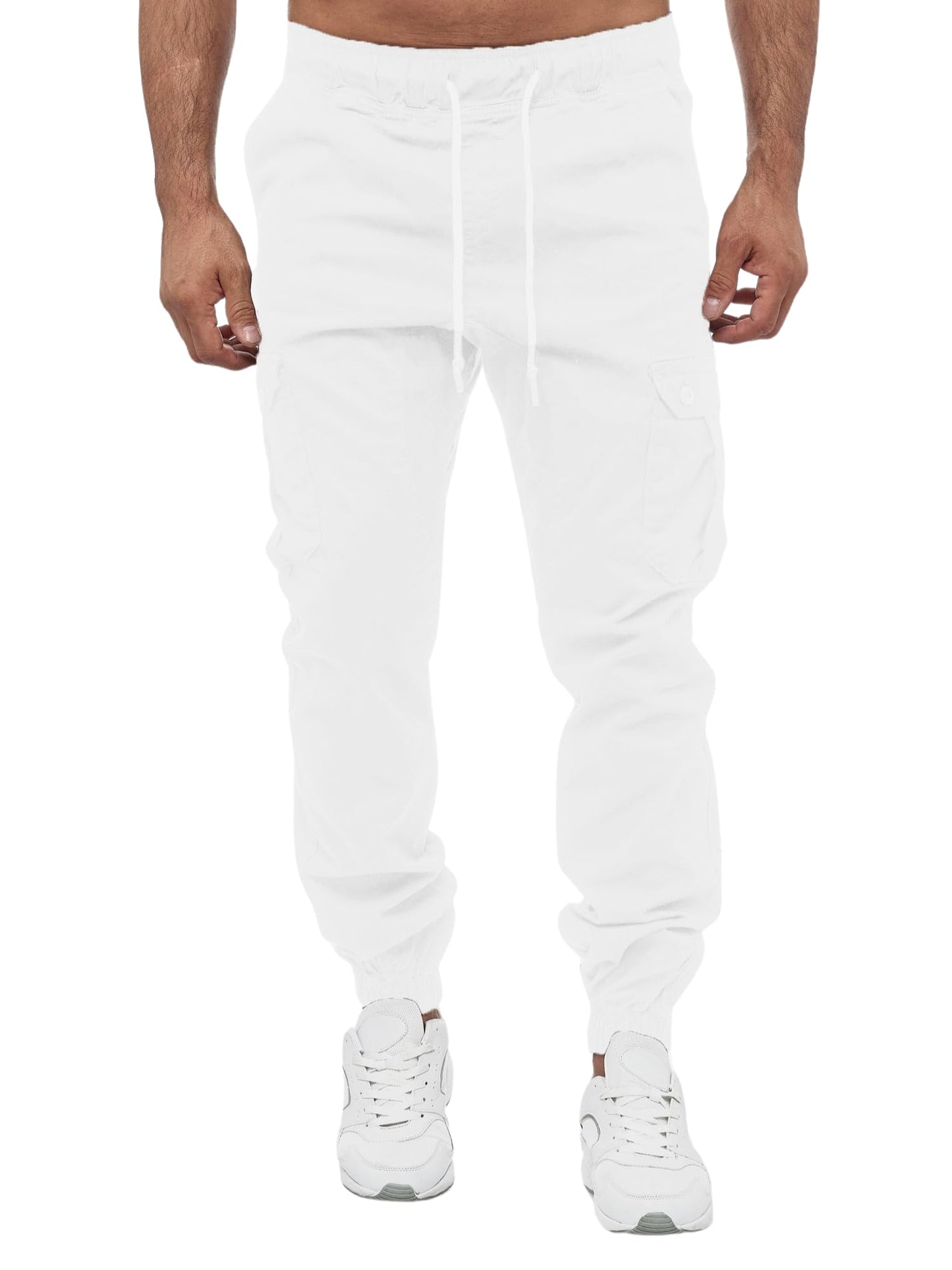 CHARBONNIER ELEVATE YOUR STYLE Men's Classic Fit Cargo Pants, Cuffed Jogger Trousers, Relaxed Fit Tactical Work Pants, Casual Cotton Cargo Joggers with Drawstring Elastic Waist & 6 Pockets