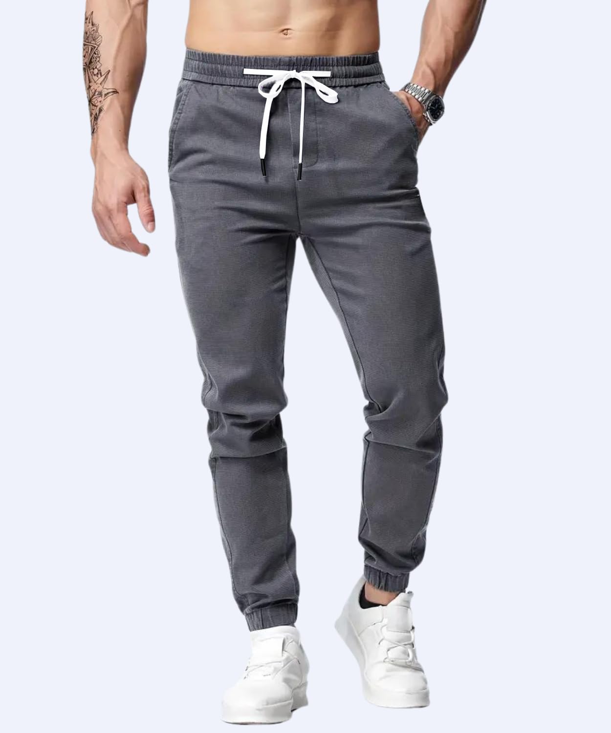 Chino Jogger Trouser, Cotton Chinos Men's Casual Jogging Trouser, Joggers Bottoms with Drawstring