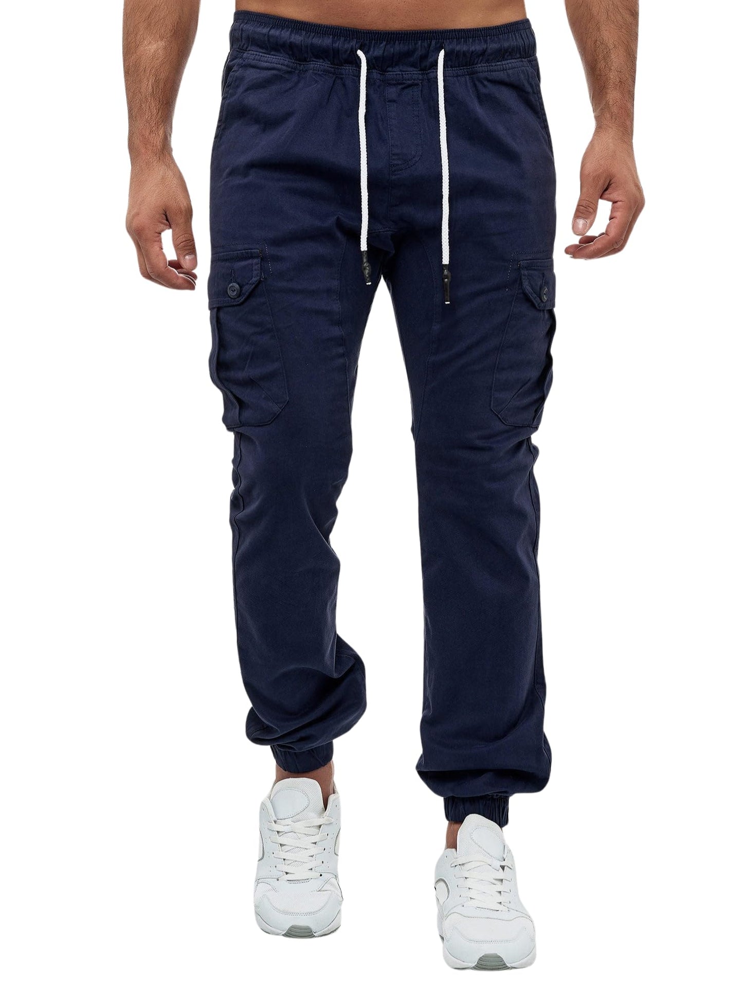 CHARBONNIER ELEVATE YOUR STYLE Men's Classic Fit Cargo Pants, Cuffed Jogger Trousers, Relaxed Fit Tactical Work Pants, Casual Cotton Cargo Joggers with Drawstring Elastic Waist & 6 Pockets