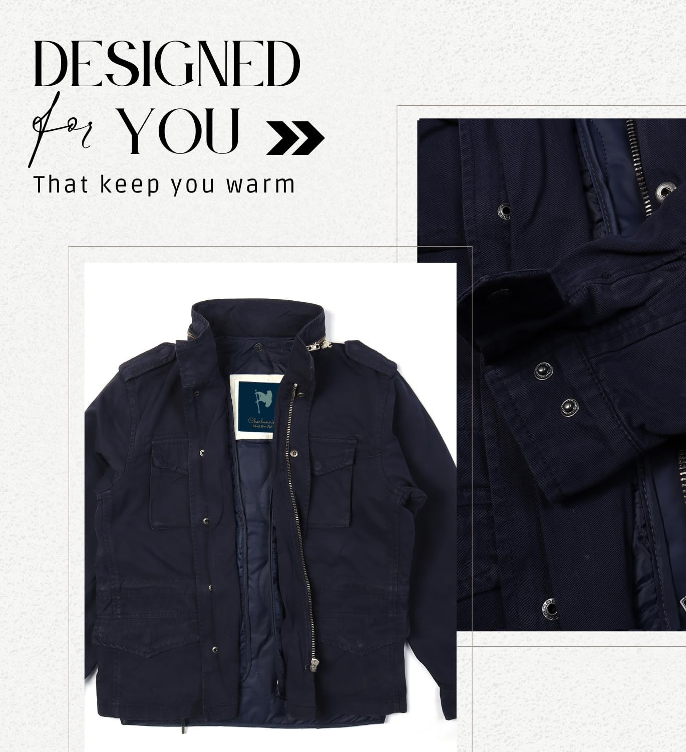 Men's Classic Field Jacket with Removable Quilted Liner & Hood - Vintage Style Outerwear 100% Cotton