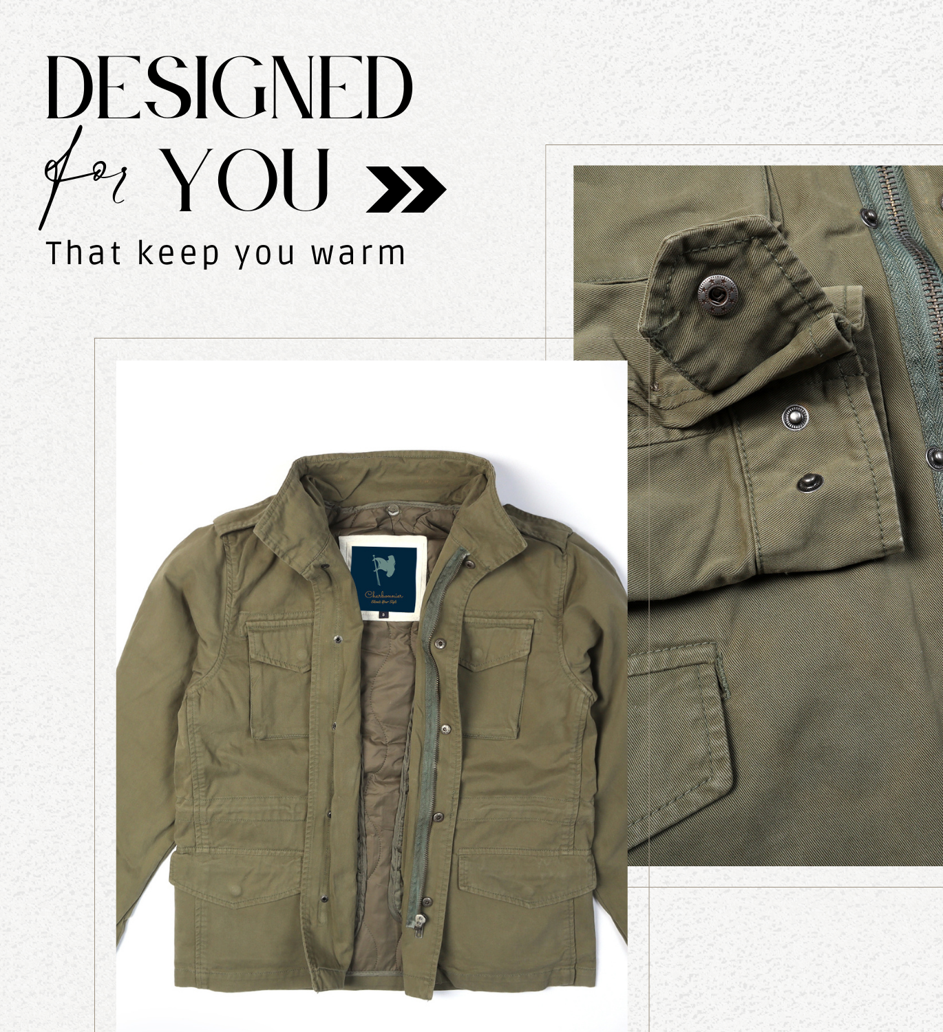Men's Classic Field Jacket with Removable Quilted Liner & Hood - Vintage Style Outerwear 100% Cotton