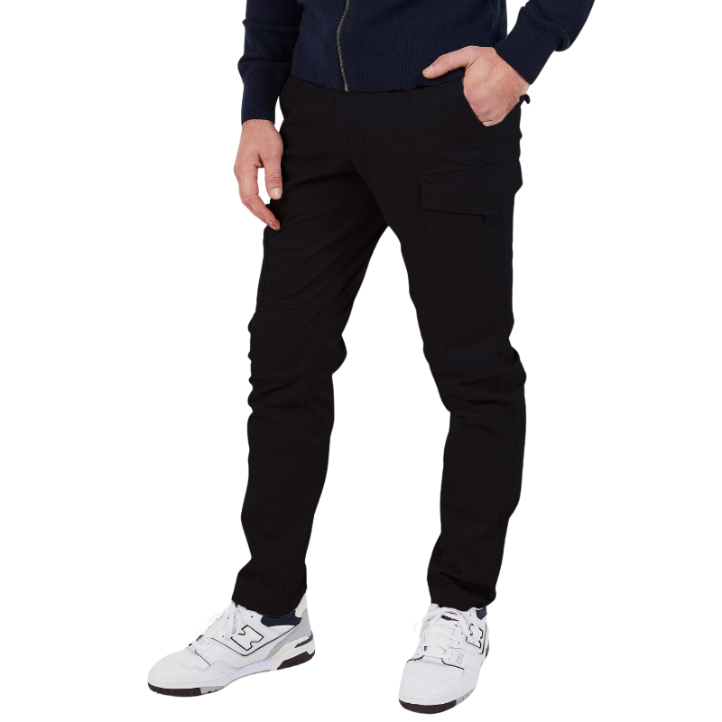 Men’s Slim Fit Cargo Work Pants with 6 Pockets, Organic Cotton Combat Pants with Drawstring for Casual or Work Wear