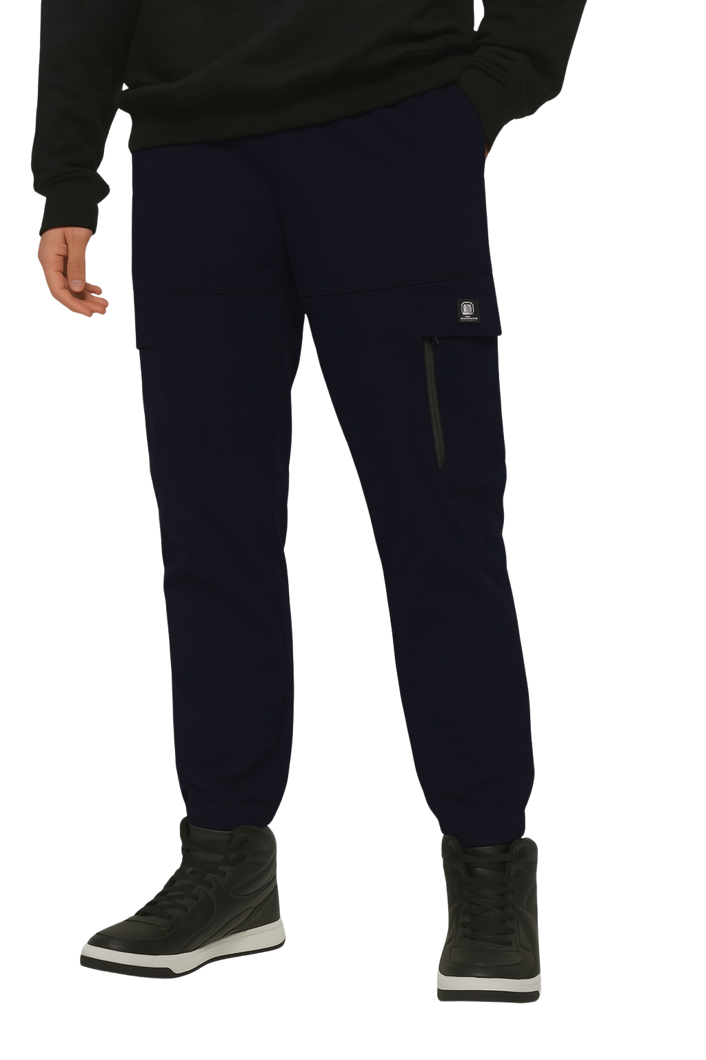 Slim-Fit Khaki Cargo Joggers with Zipped Pocket