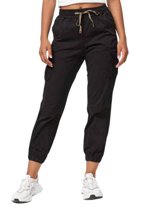 Women's Cargo Trousers, Women's Walking Trousers, Regular Fit F600 Women's Jogger Cargo Trousers, Black Color