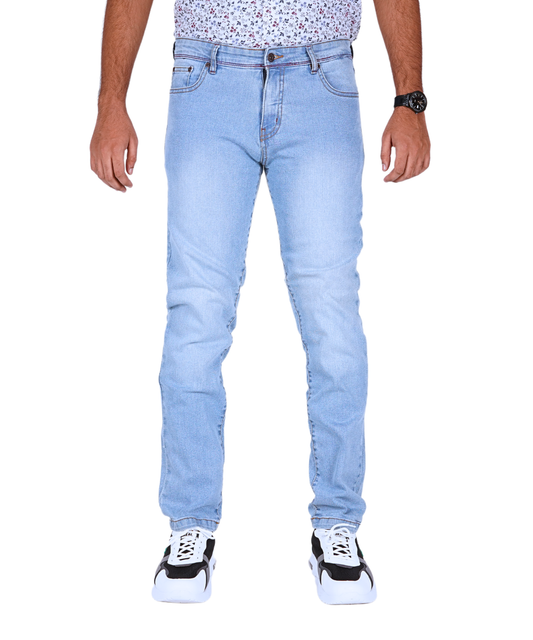 Men's Regular Fit Jeans, Straight Leg 5 Pocket Basic Denim Pants, Comfortable Stretchy Denim Jeans, Plain Denim Wash Regular Fit for Men's, Light Blue