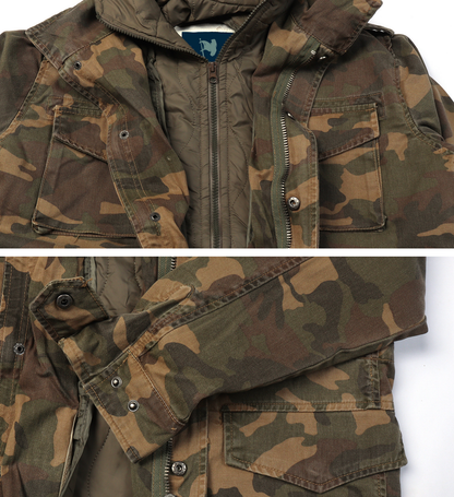 Men's Classic Field Jacket with Removable Quilted Liner & Hood - Vintage Style Outerwear 100% Cotton