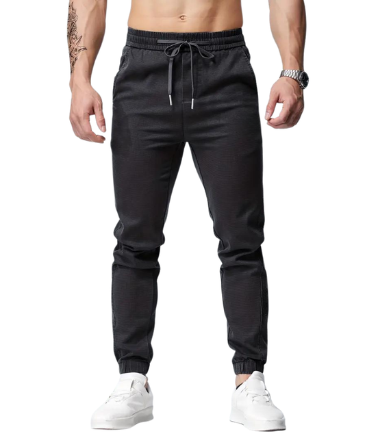 Chino Jogger Trouser, Cotton Chinos Men's Casual Jogging Trouser, Joggers Bottoms with Drawstring, Black Color