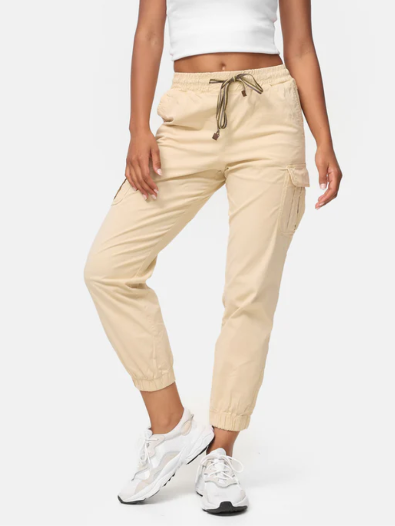 Women's Cargo Trousers, Women's Walking Trousers, Regular Fit F600 Women's Jogger Cargo Trousers, Beige Color