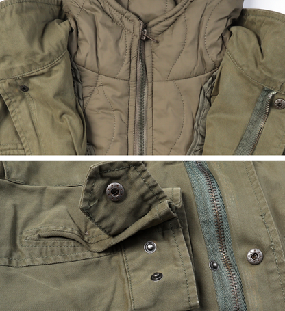 Men's Classic Field Jacket with Removable Quilted Liner & Hood - Vintage Style Outerwear 100% Cotton