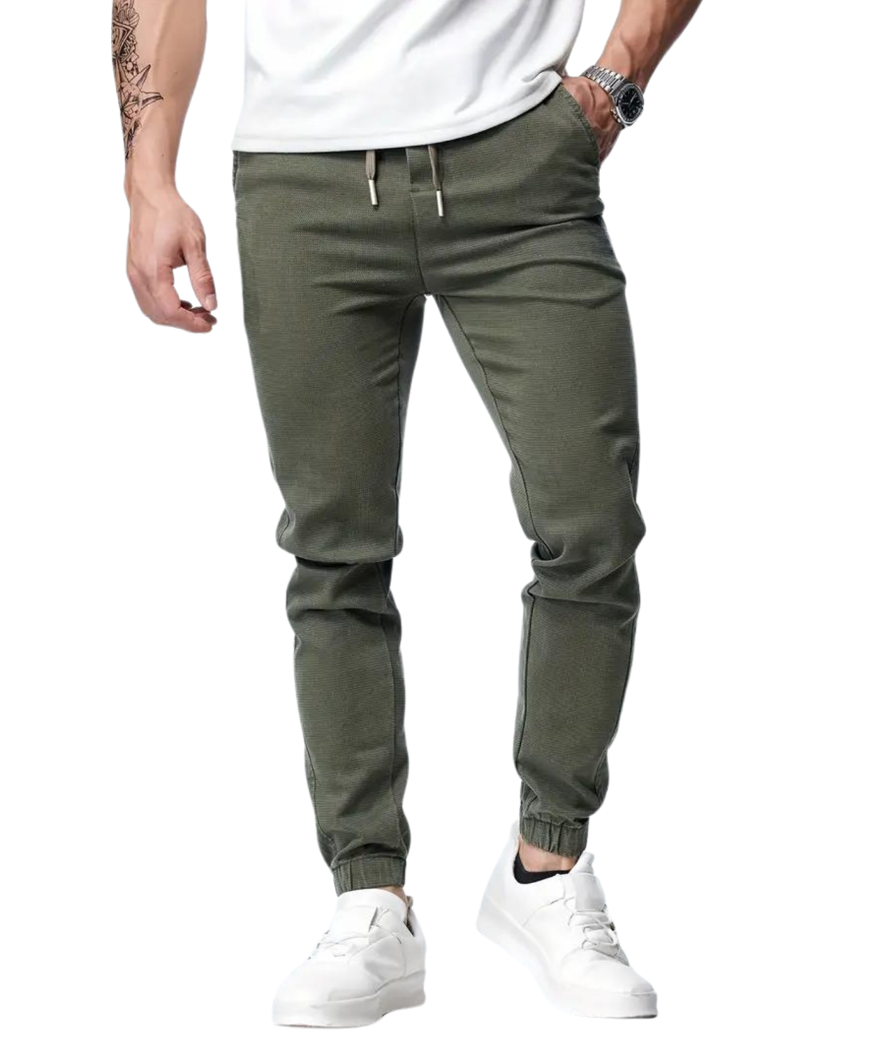 Chino Jogger Trouser, Cotton Chinos Men's Casual Jogging Trouser, Joggers Bottoms with Drawstring, Khaki Color