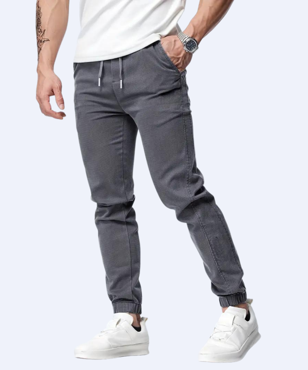 Chino Jogger Trouser, Cotton Chinos Men's Casual Jogging Trouser, Joggers Bottoms with Drawstring, Anthra Color