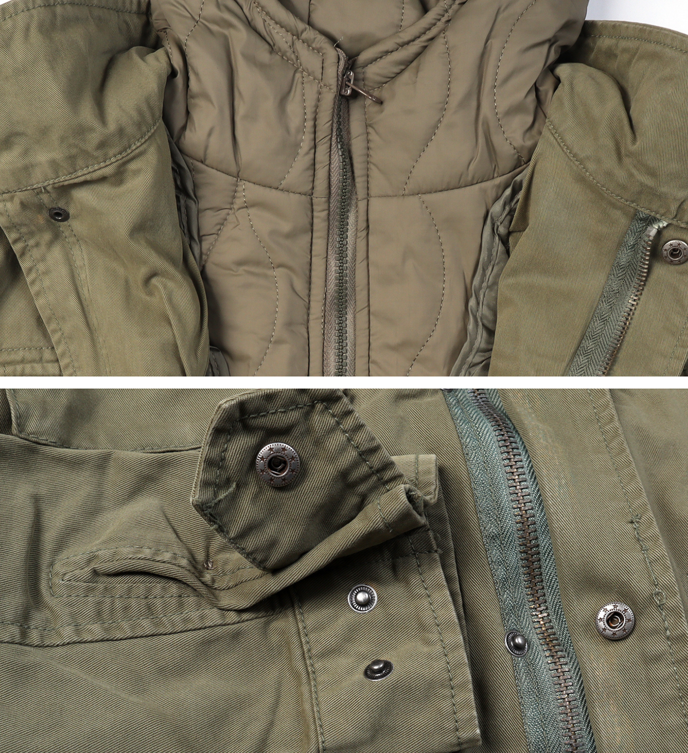 Men's Classic Field Jacket with Removable Quilted Liner & Hood - Vintage Style All-Season Outerwear 100% Cotton, Army Green