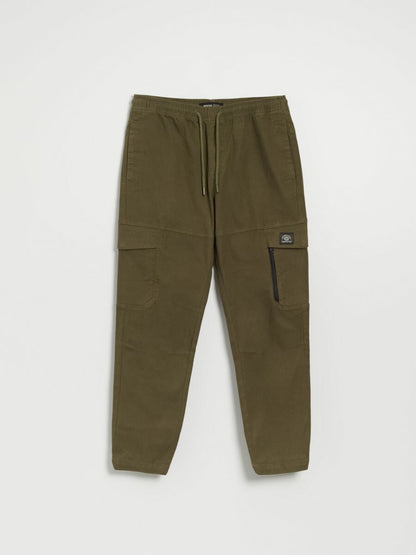 Slim-Fit Khaki Cargo Joggers with Zipped Pocket
