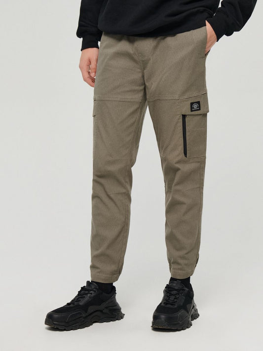 Slim-Fit Khaki Cargo Joggers with Zipped Pocket