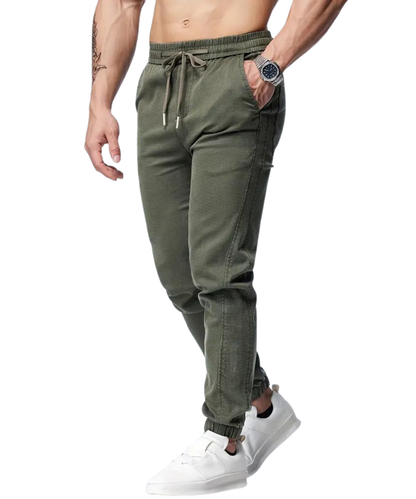 Chino Jogger Trouser, Cotton Chinos Men's Casual Jogging Trouser, Joggers Bottoms with Drawstring, Khaki Color