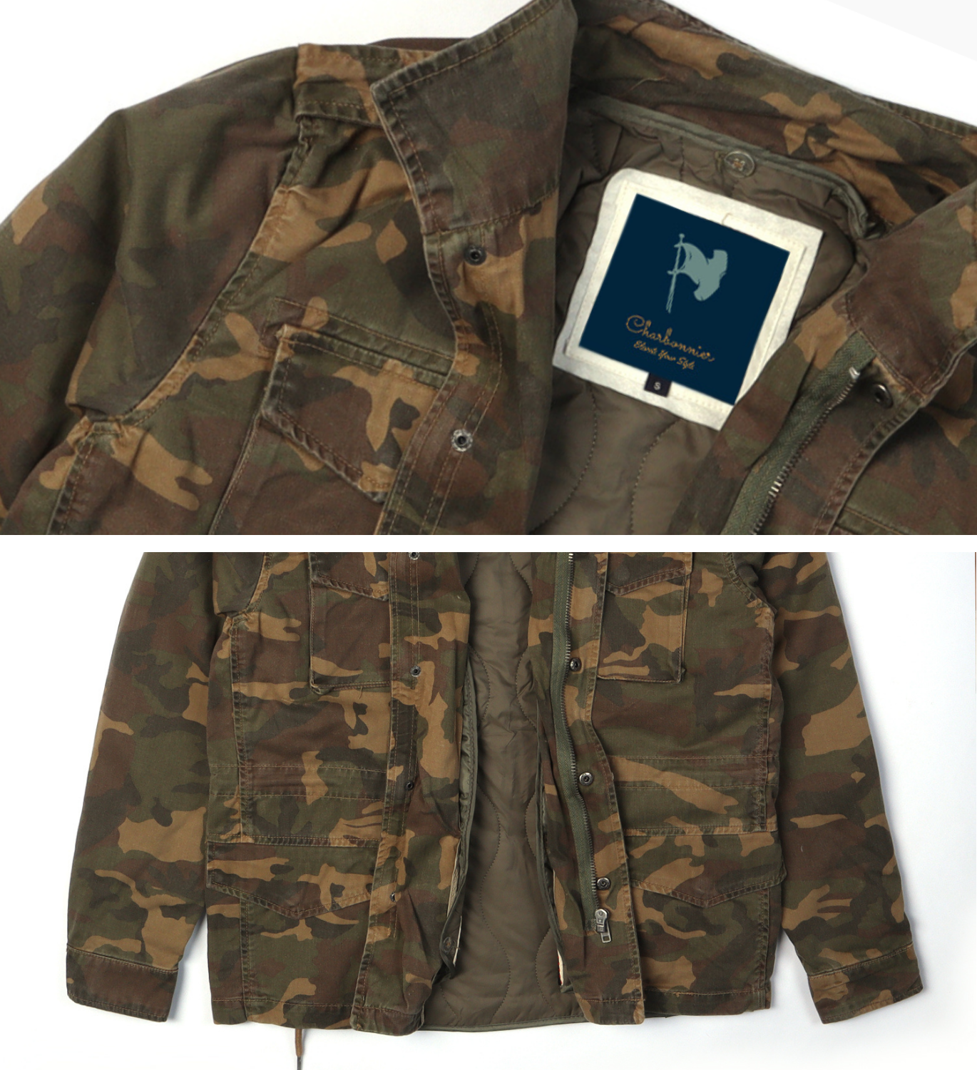 Men's Classic Field Jacket with Removable Quilted Liner & Hood - Vintage Style Outerwear 100% Cotton