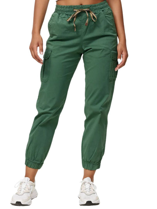 Women's Cargo Trousers, Women's Walking Trousers, Regular Fit F600 Women's Jogger Cargo Trousers, Smoke Green Color