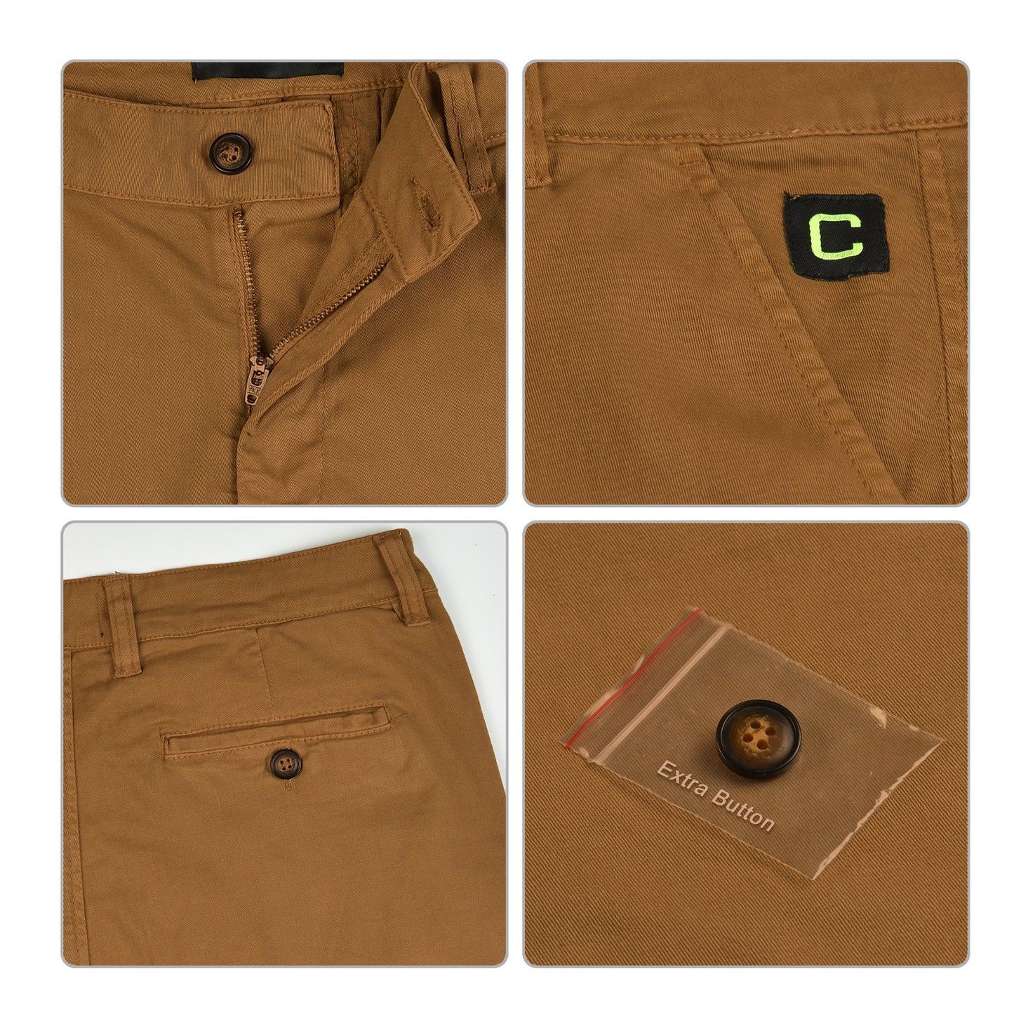 Chino Shorts for Men Performance Series Extreme Comfort, Brown Color