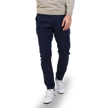 Men’s Slim Fit Cargo Work Pants with 6 Pockets, Organic Cotton Combat Pants with Drawstring for Casual or Work Wear