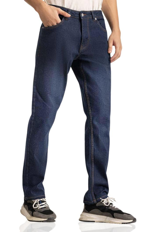 Men's Regular Fit Jeans, Straight Leg 5 Pocket Basic Denim Pants, Comfortable Stretchy Denim Jeans, Plain Denim Wash Regular Fit for Men's