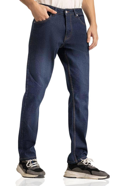 Men's Regular Fit Jeans, Straight Leg 5 Pocket Basic Denim Pants, Comfortable Stretchy Denim Jeans, Plain Denim Wash Regular Fit for Men's