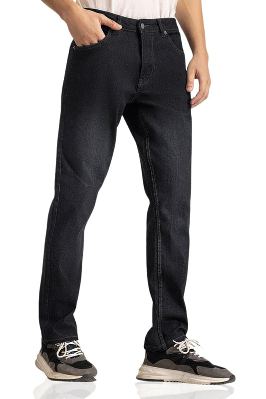 Men's Regular Fit Jeans, Straight Leg 5 Pocket Basic Denim Pants, Comfortable Stretchy Denim Jeans, Plain Denim Wash Regular Fit for Men's