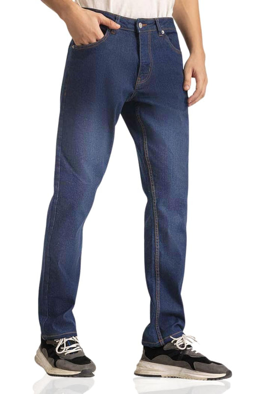 Men's Regular Fit Jeans, Straight Leg 5 Pocket Basic Denim Pants, Comfortable Stretchy Denim Jeans, Plain Denim Wash Regular Fit for Men's