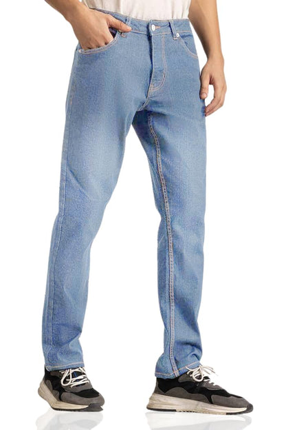 Men's Regular Fit Jeans, Straight Leg 5 Pocket Basic Denim Pants, Comfortable Stretchy Denim Jeans, Plain Denim Wash Regular Fit for Men's