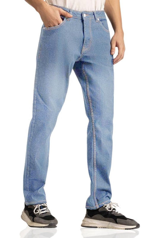 Men's Regular Fit Jeans, Straight Leg 5 Pocket Basic Denim Pants, Comfortable Stretchy Denim Jeans, Plain Denim Wash Regular Fit for Men's