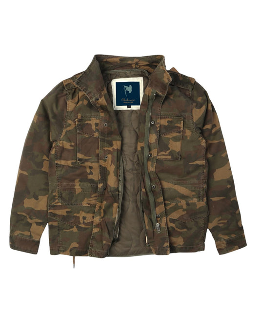 Men's Classic Field Jacket with Removable Quilted Liner & Hood - Vintage Style Outerwear 100% Cotton