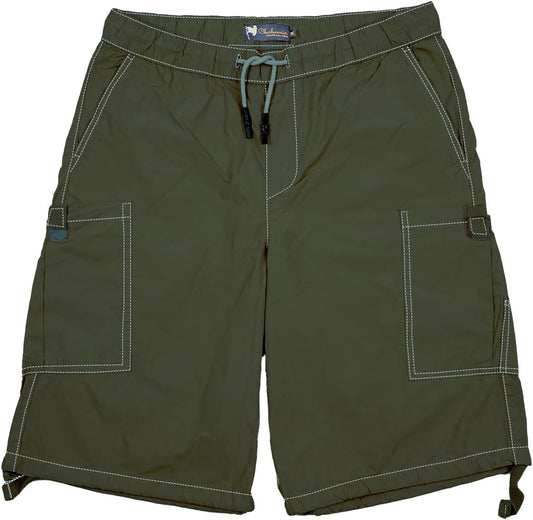 CHARBONNIER ELEVATE YOUR STYLE Poplin Cargo Shorts for Men's Performance Series Extreme Comfort, 100% Cotton Mens Summer Cargo Shorts with Drawstring