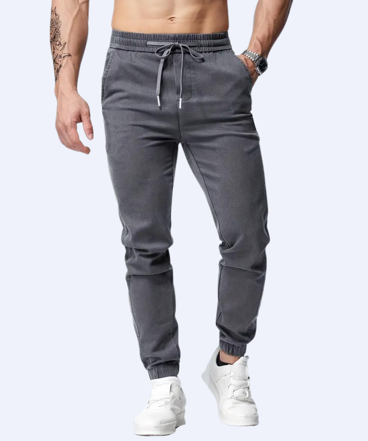 Chino Jogger Trouser, Cotton Chinos Men's Casual Jogging Trouser, Joggers Bottoms with Drawstring, Anthra Color