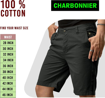 CHARBONNIER ELEVATE YOUR STYLE Chino Shorts for Men Performance Series Extreme Comfort, Unique Colors, Smart Casual All Waist Size