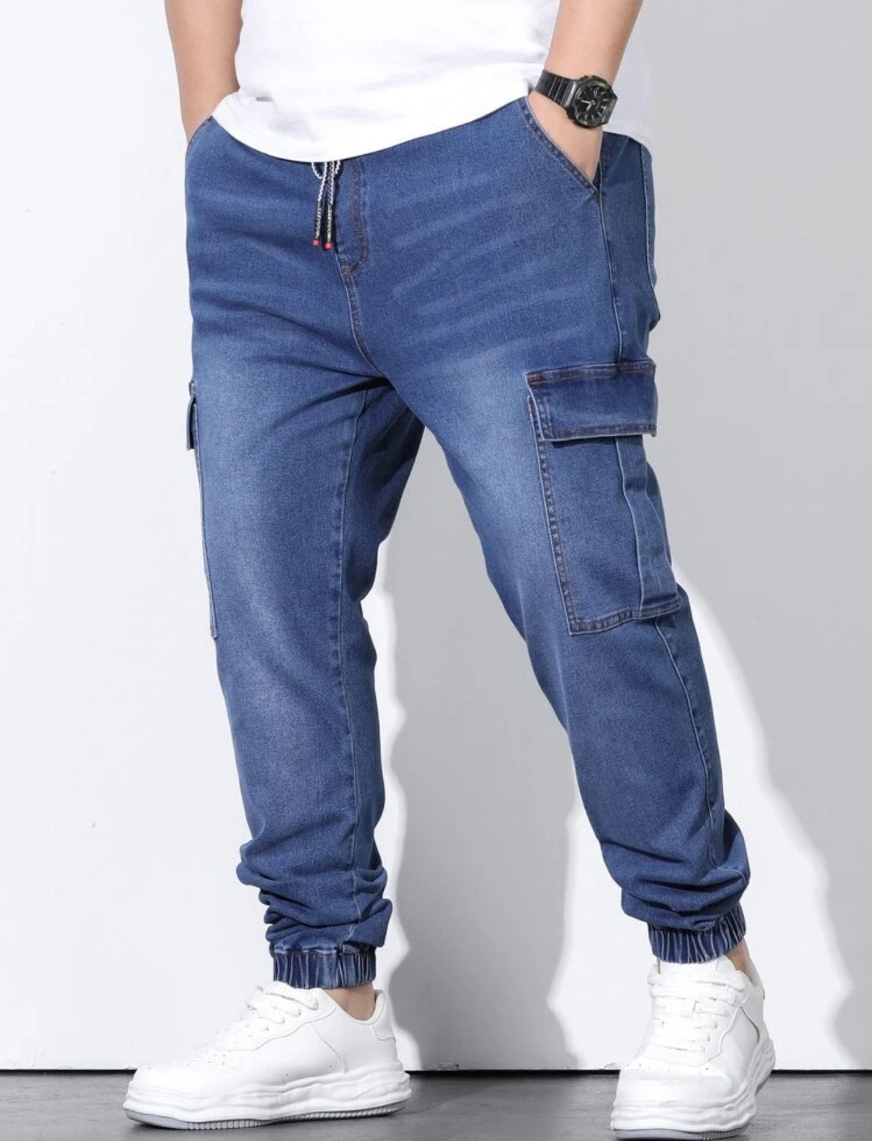 Men’s Denim Cargo Trousers
