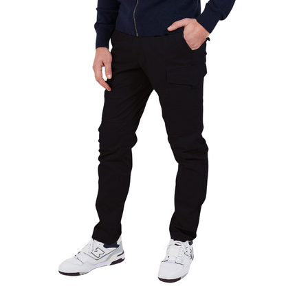 Men’s Slim Fit Cargo Work Pants with 6 Pockets, Organic Cotton Combat Pants with Drawstring for Casual or Work Wear
