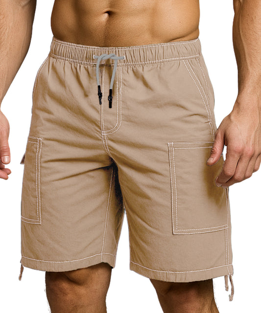 CHARBONNIER ELEVATE YOUR STYLE Poplin Cargo Shorts for Men's Performance Series Extreme Comfort, 100% Cotton Mens Summer Cargo Shorts with Drawstring