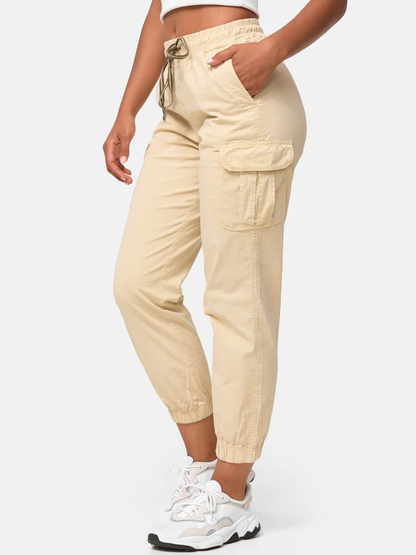 Women's Cargo Trousers, Women's Walking Trousers, Regular Fit F600 Women's Jogger Cargo Trousers, Beige Color