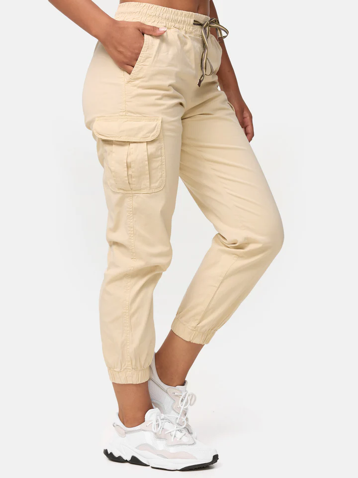 Women's Cargo Trousers, Women's Walking Trousers, Regular Fit F600 Women's Jogger Cargo Trousers, Beige Color