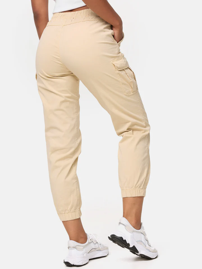 Women's Cargo Trousers, Women's Walking Trousers, Regular Fit F600 Women's Jogger Cargo Trousers, Beige Color