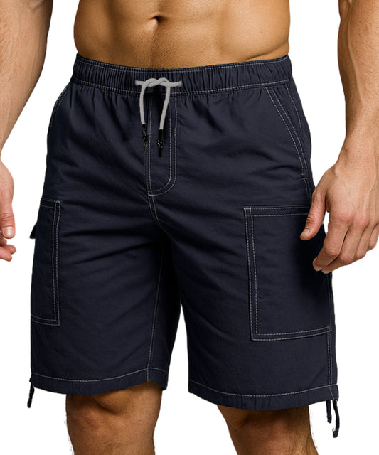 CHARBONNIER ELEVATE YOUR STYLE Poplin Cargo Shorts for Men's Performance Series Extreme Comfort, 100% Cotton Mens Summer Cargo Shorts with Drawstring
