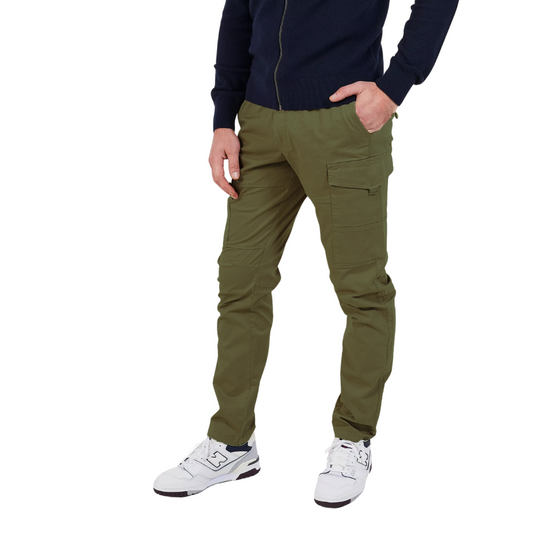 Men's Cargo Pants, Regular Cargo Work Pants with 6 Pockets & Drawstring, Comfortable Men’s Combat Pants for Casual Wear, Khaki Color